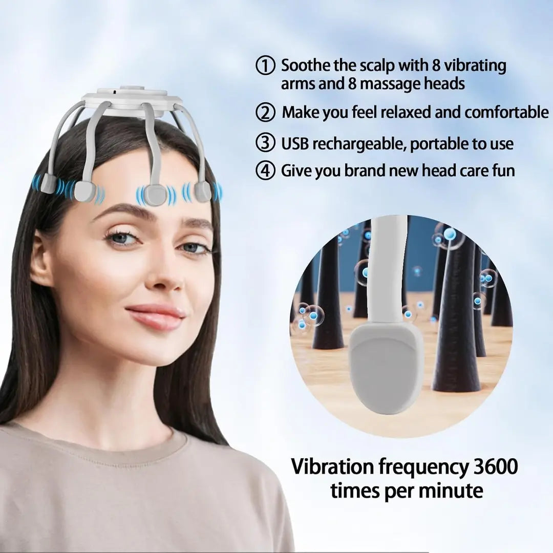 Hair Scalp Massager with 8 Vibrating Contacts | جهاز تدليك فروة الرأس بـ 8 نقاط اهتزاز