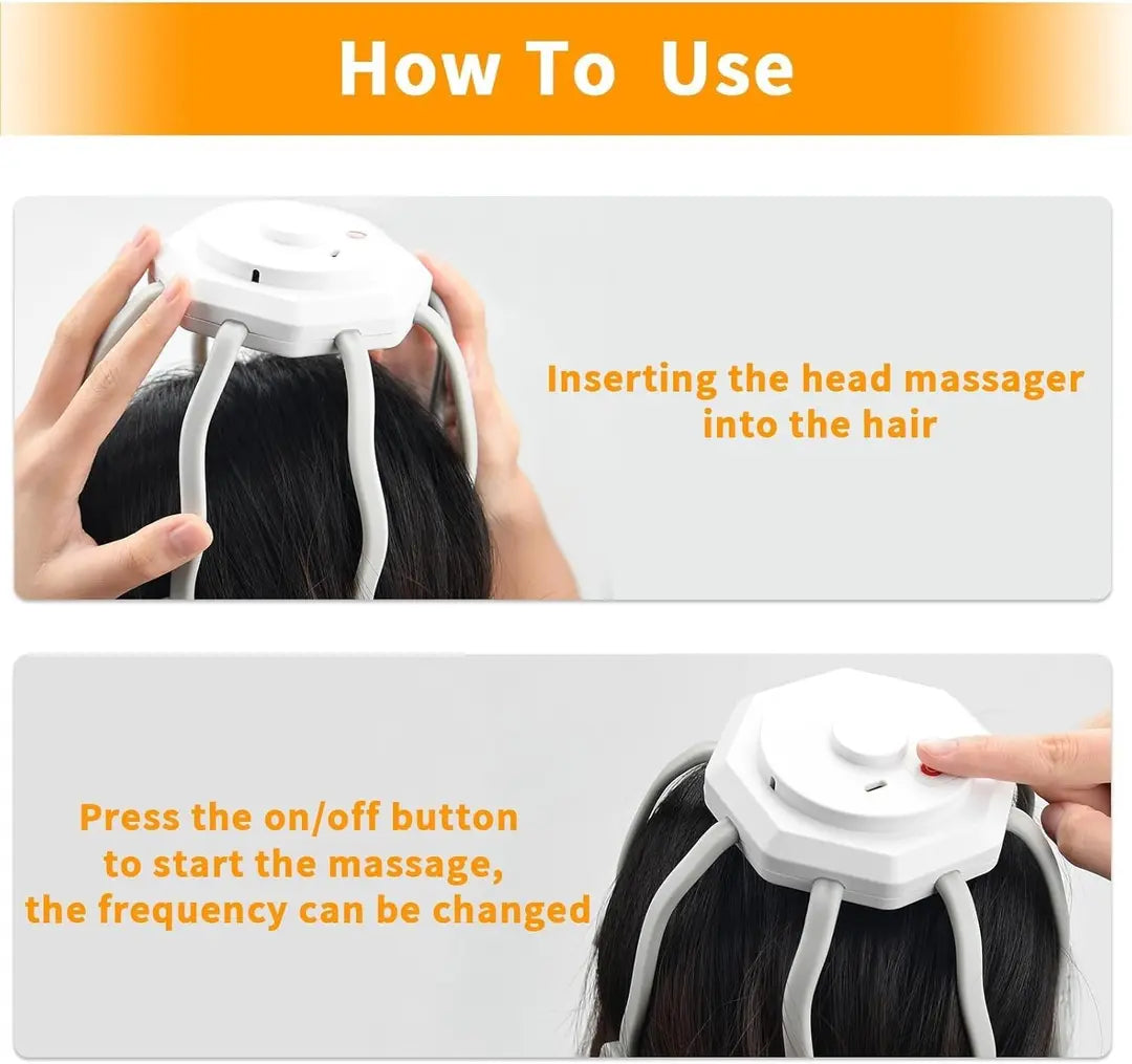 Hair Scalp Massager with 8 Vibrating Contacts | جهاز تدليك فروة الرأس بـ 8 نقاط اهتزاز