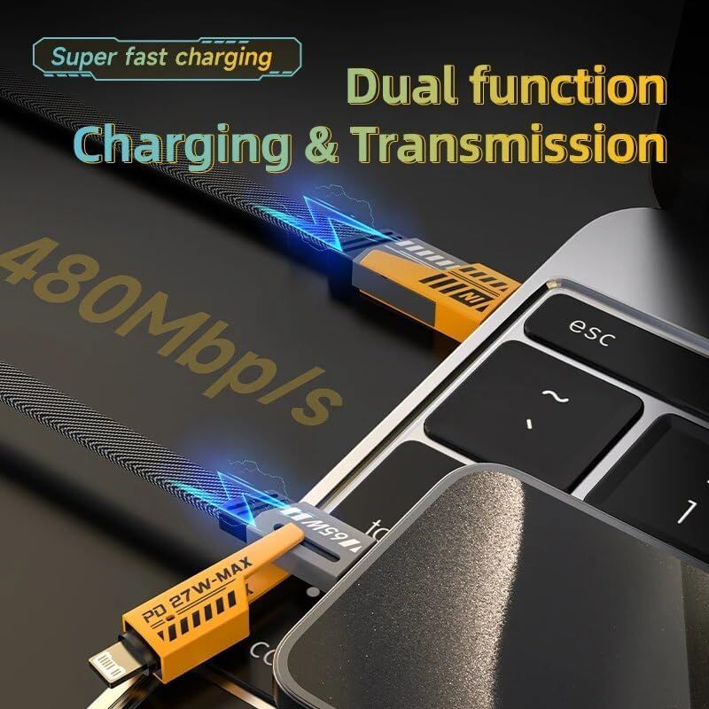4 in 1 Car Charging Cable | كابل شحن 4 في 1 للسيارة متعدد الاستخدامات